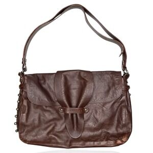 Lamarthe Paris Soft Leather Bag Brown Slouchy Hobo Studded Y2K Made In Romania